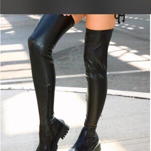 AKIRA Black Over-The-Knee Thigh High Boots